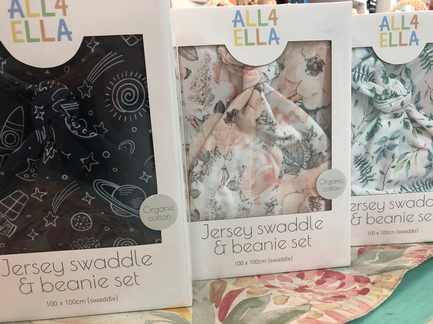 All4Ella Organic Jersey Wrap and Beanie Sets