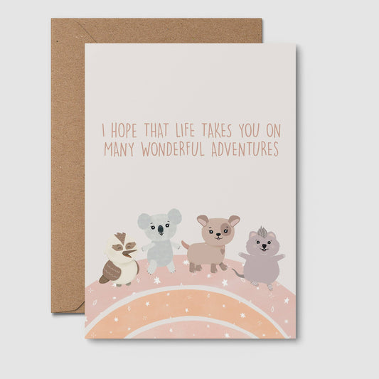 Many Wonderful Adventures- Cute Australian Baby shower card
