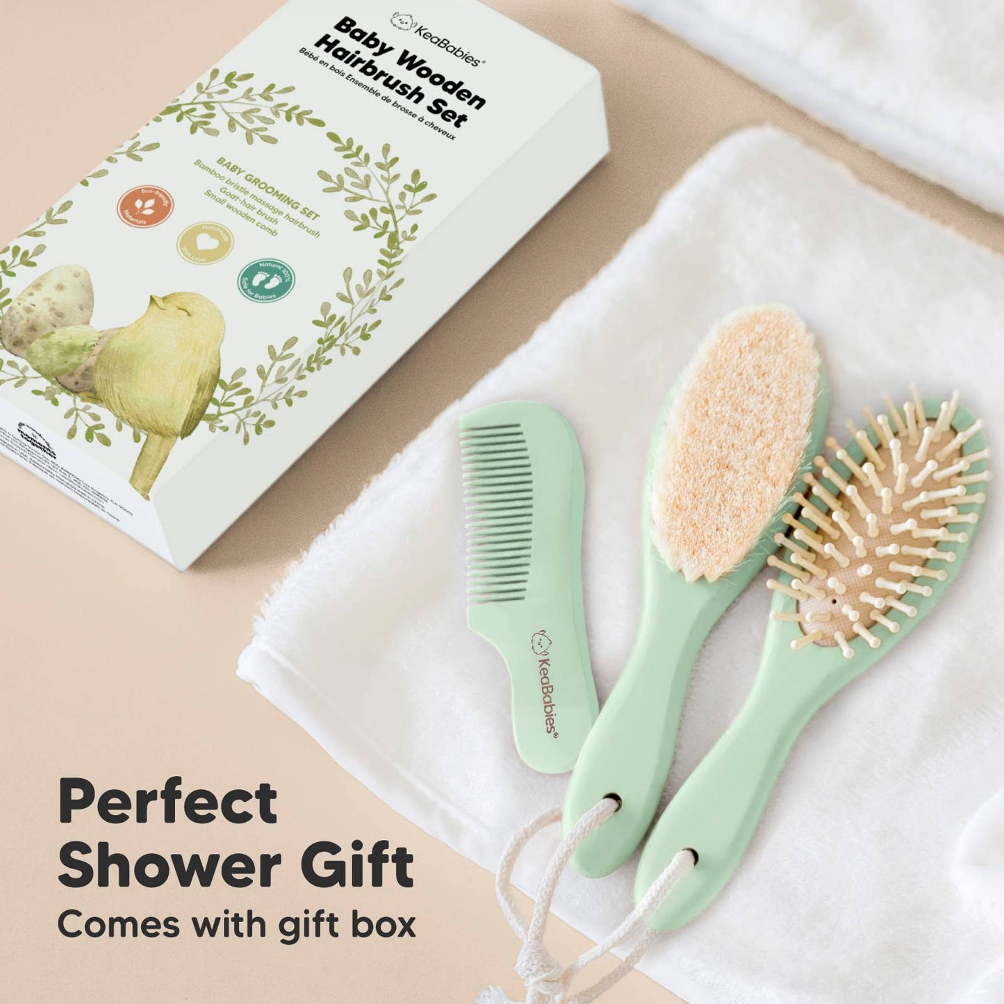 KeaBabies Baby Hair Brush and Comb Set