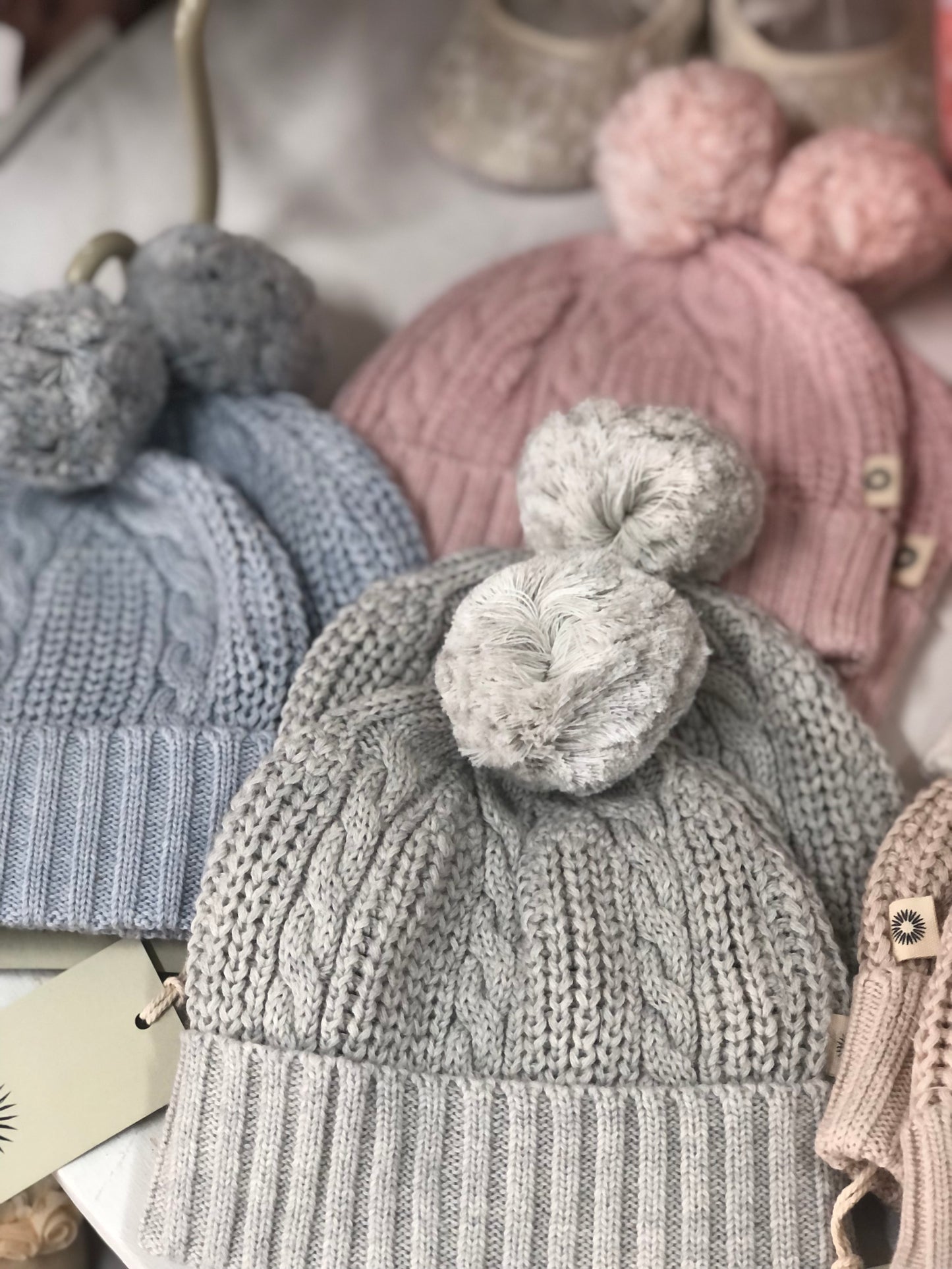 Jujo Baby Cable Pompom Beanie Collection