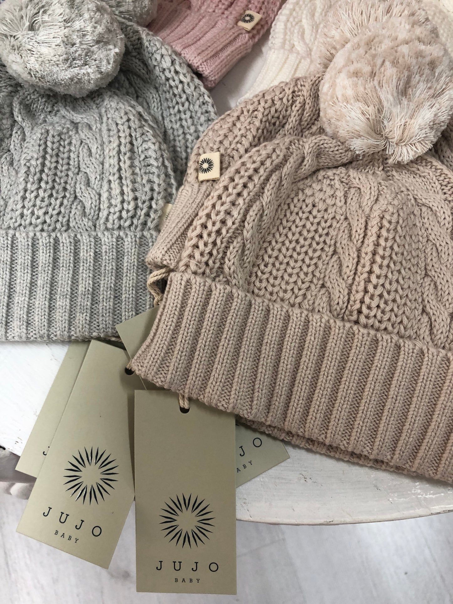 Jujo Baby Cable Pompom Beanie Collection