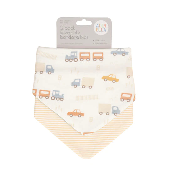 Bandana Bibs 2 Pack Reversible Assorted Designs