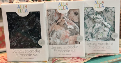 All4Ella Organic Jersey Wrap and Beanie Sets