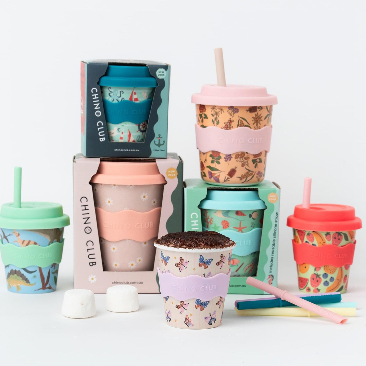 Baby Chino Bamboo Reusable 4oz/8oz Cups & Straws from