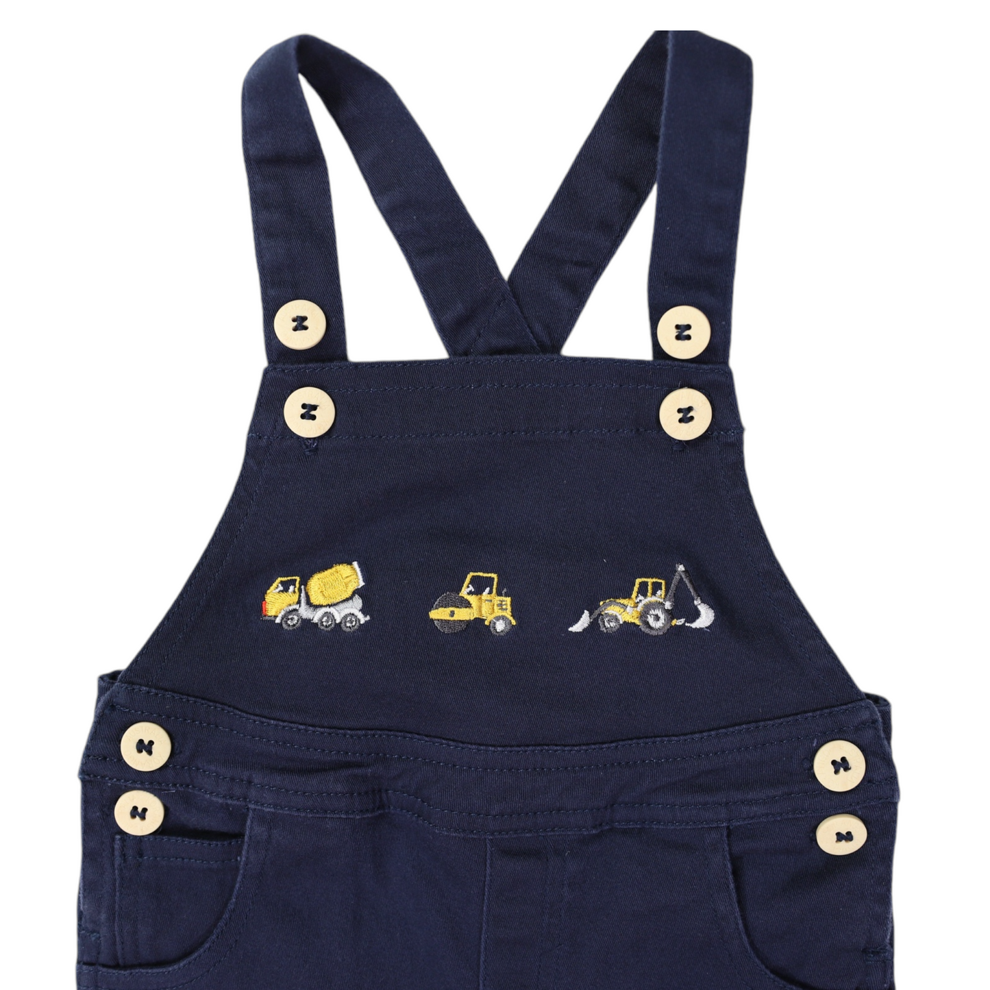 Trucks and Diggers Embroidered Shortall Navy 6-9 months only!