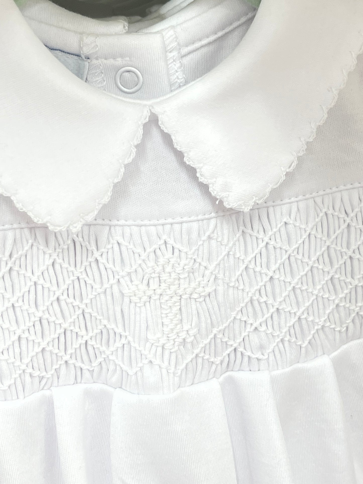 Blessed Smocked Unisex Bubble - White