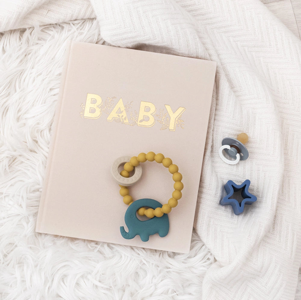 Silicone Elephant Teething Ring Steel Blue