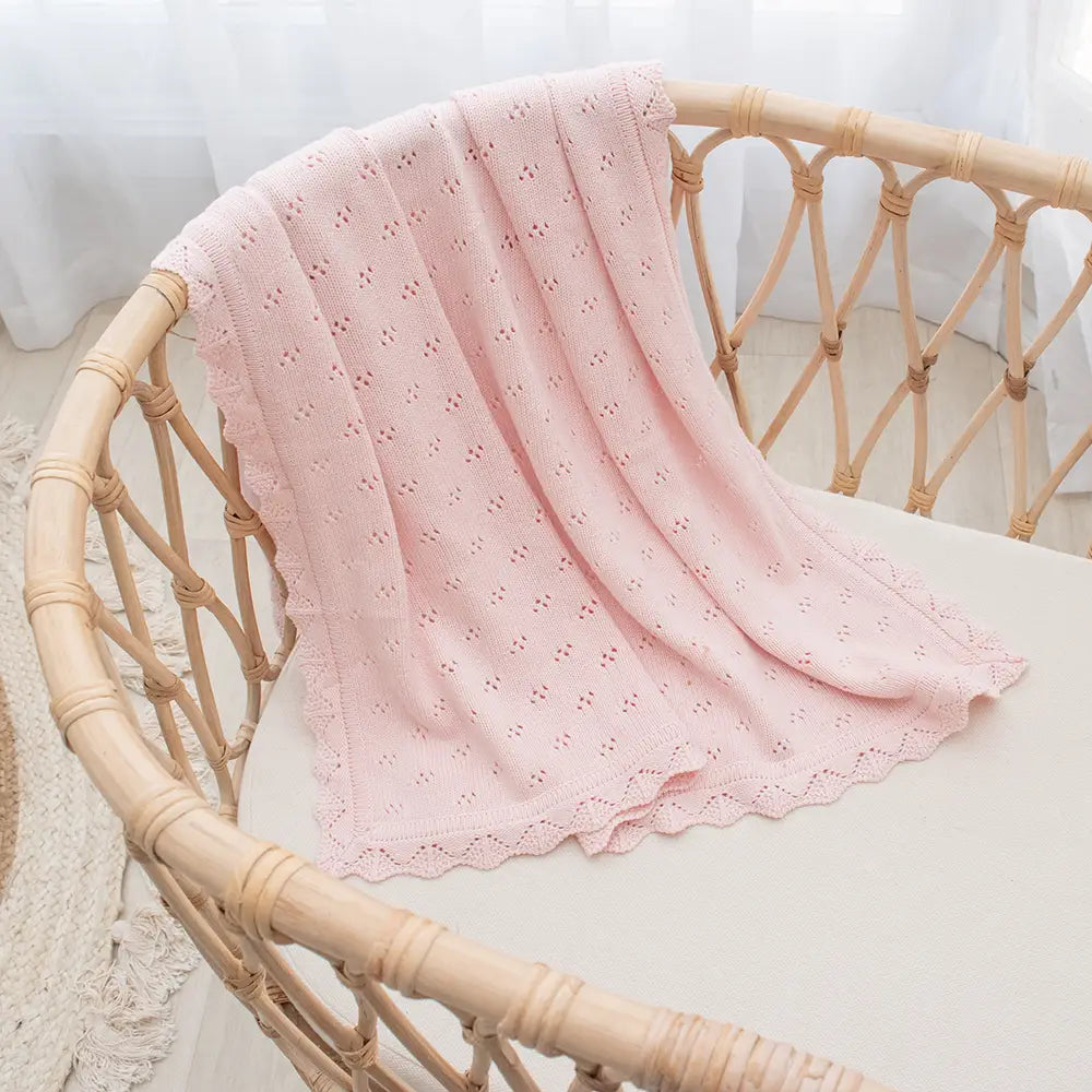 Blush Bamboo/Cotton Heirloom Baby Blanket