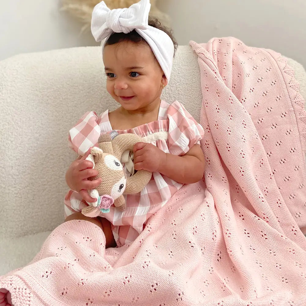 Blush Bamboo/Cotton Heirloom Baby Blanket