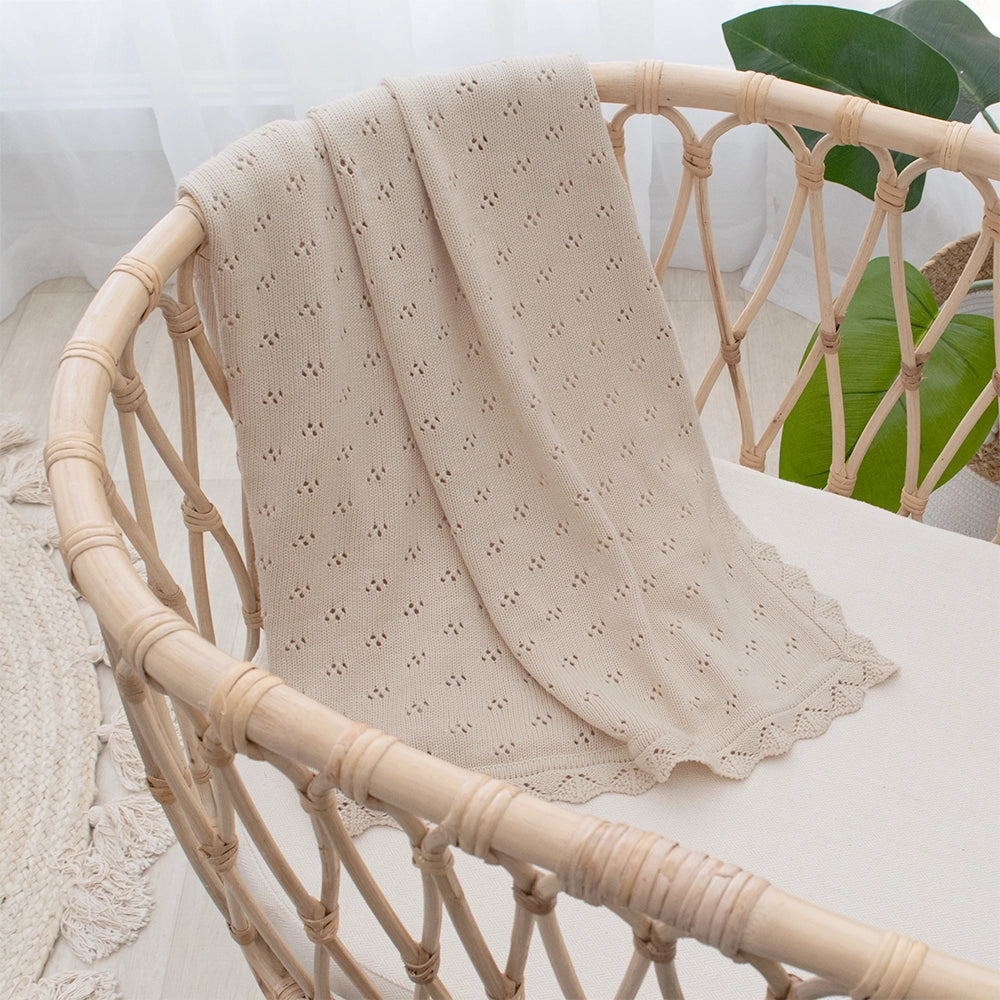 Sand Bamboo/Cotton Heirloom Baby Blanket