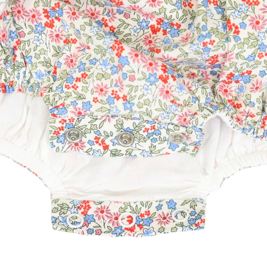 Floral Smocked Sunsuit Red Floral