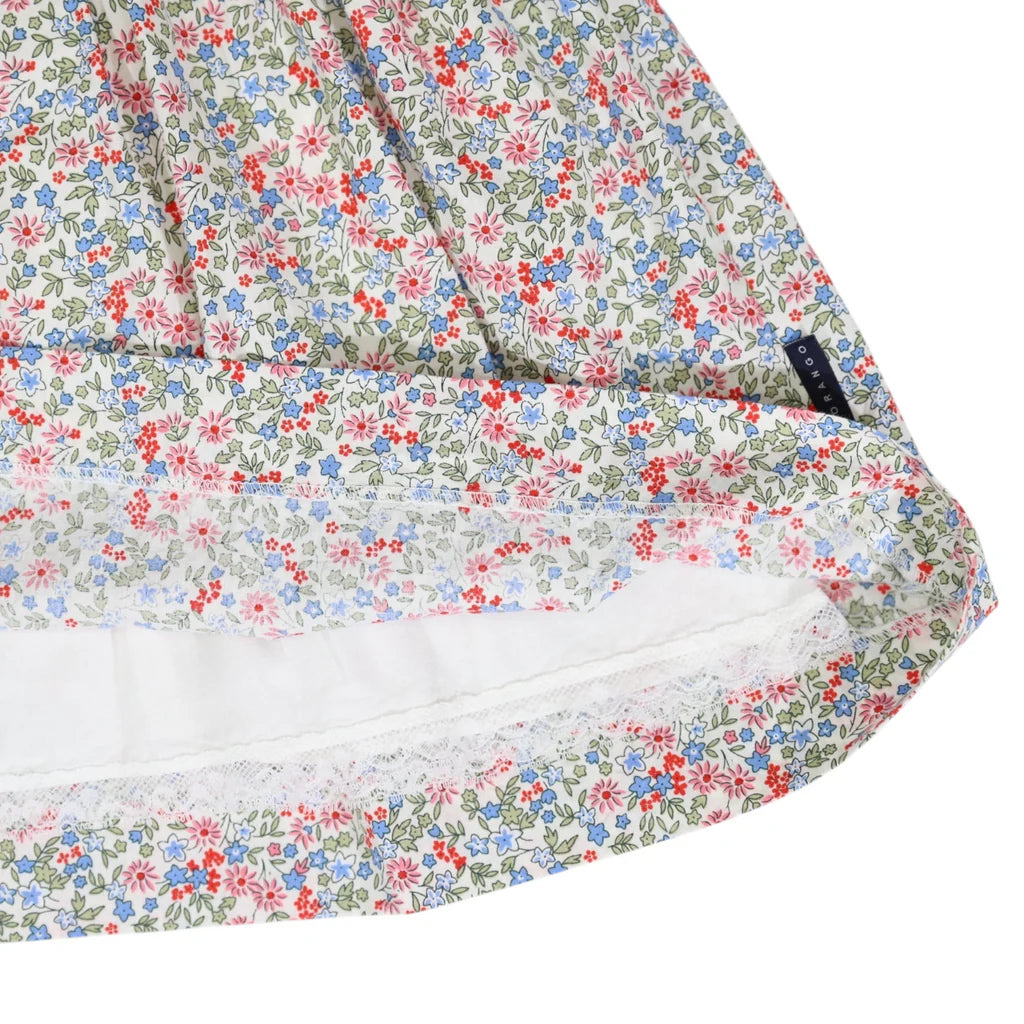 Frill Smocked Dress Red Floral