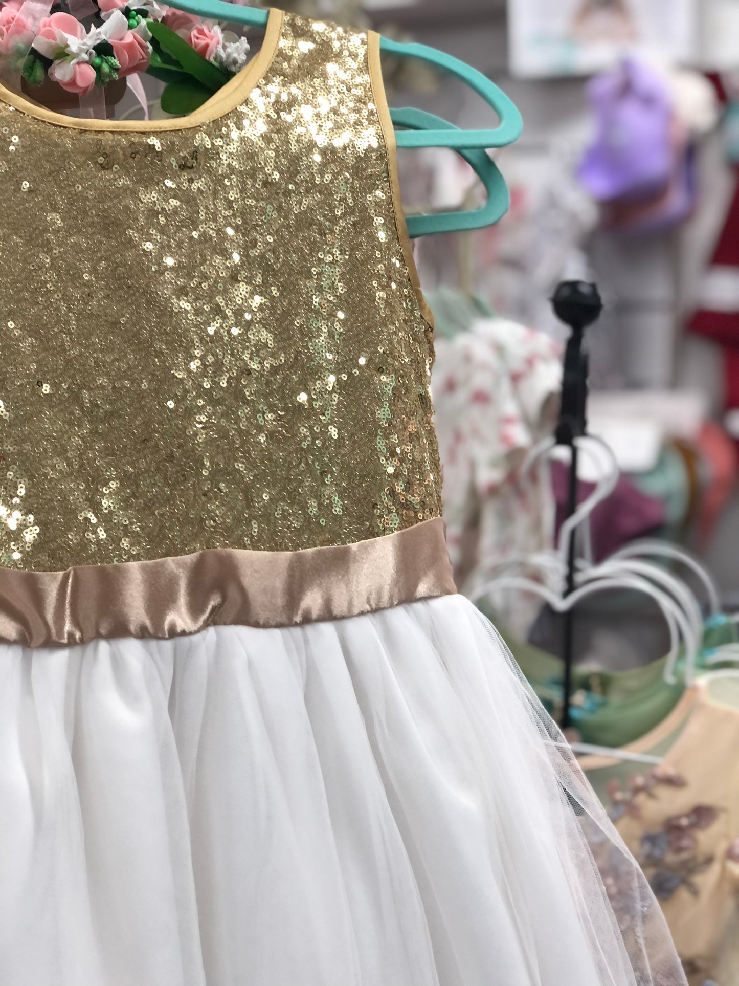 Girls Glitter Dress - Gold and Rose Gold available
