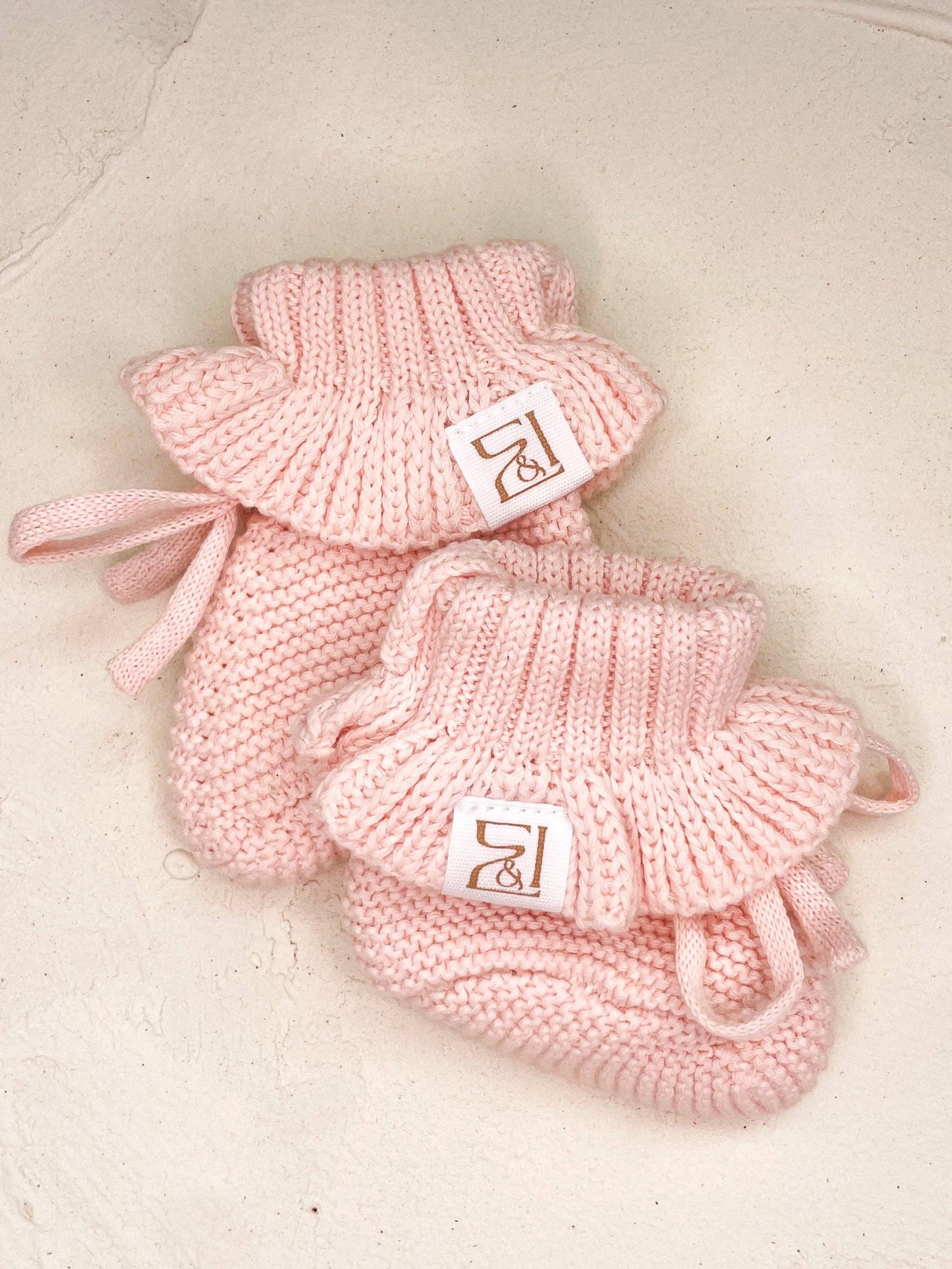 Cotton Baby Booties - Blush