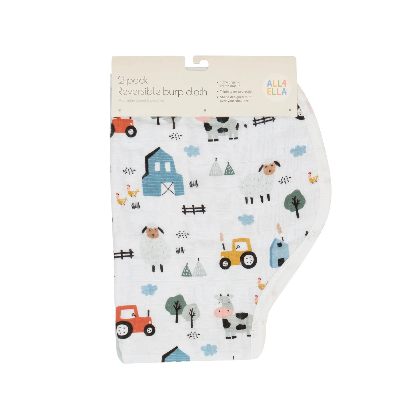 All4Ella 2 Pack Reversible Burp Cloth Collection