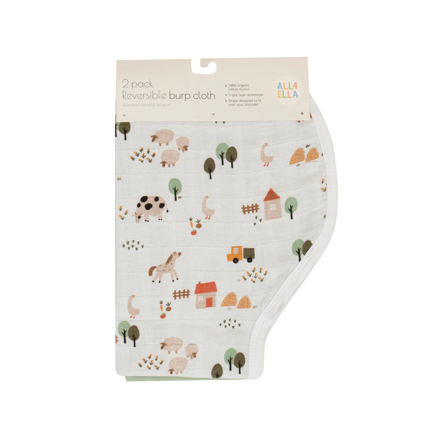 All4Ella 2 Pack Reversible Burp Cloth Collection