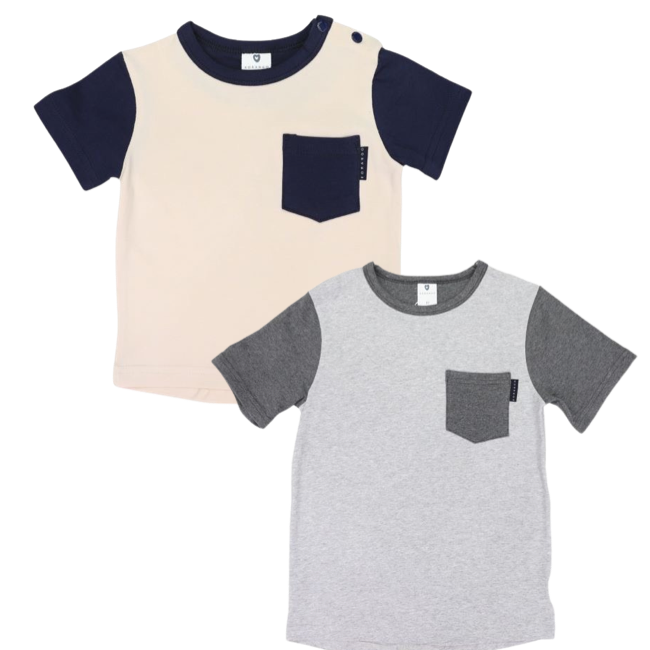 Korango Colour Block Tee's - Tapioca & Grey