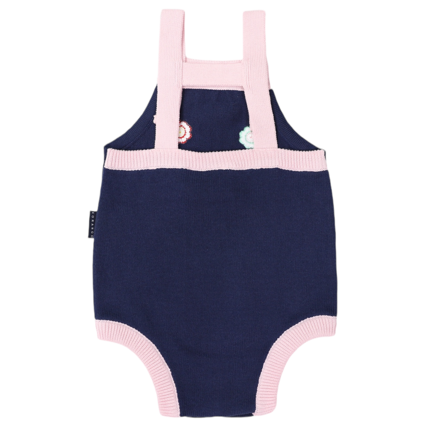Flower Embroidered Knit Sunsuit Navy 3-6 months only!