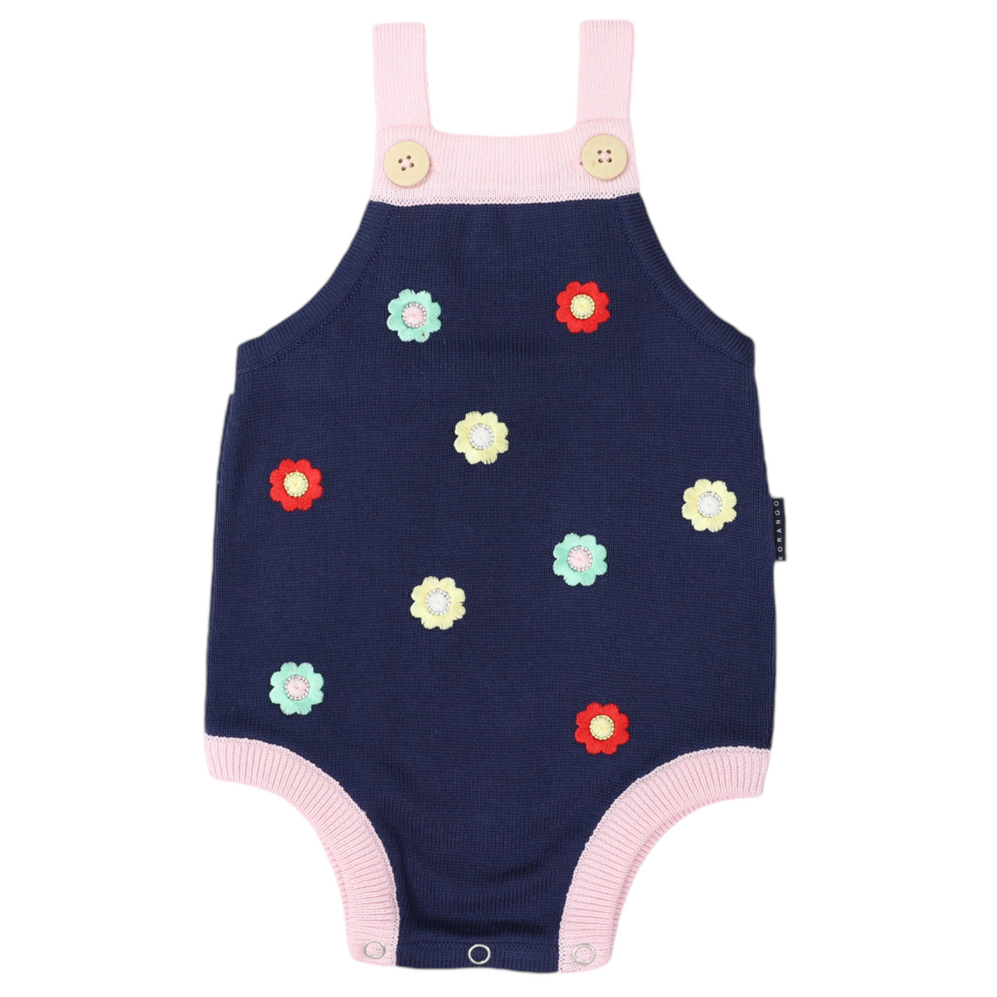 Flower Embroidered Knit Sunsuit Navy 3-6 months only!