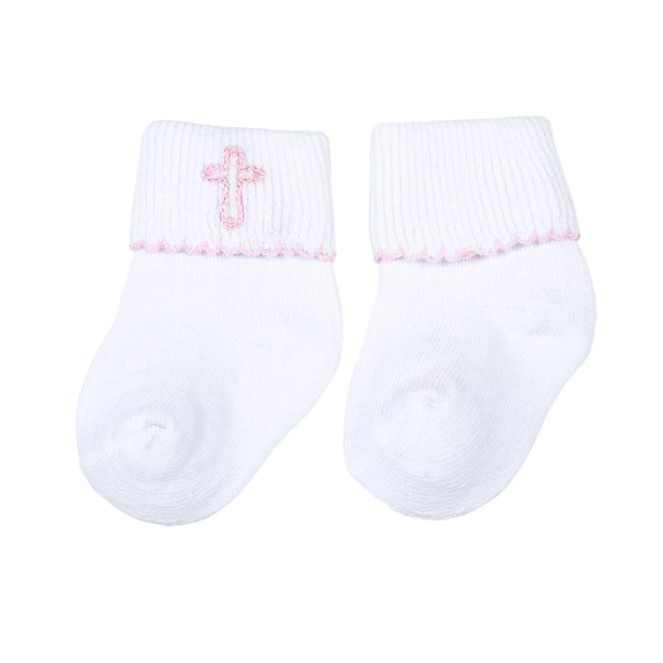 Blessed Embroidered Socks Pink