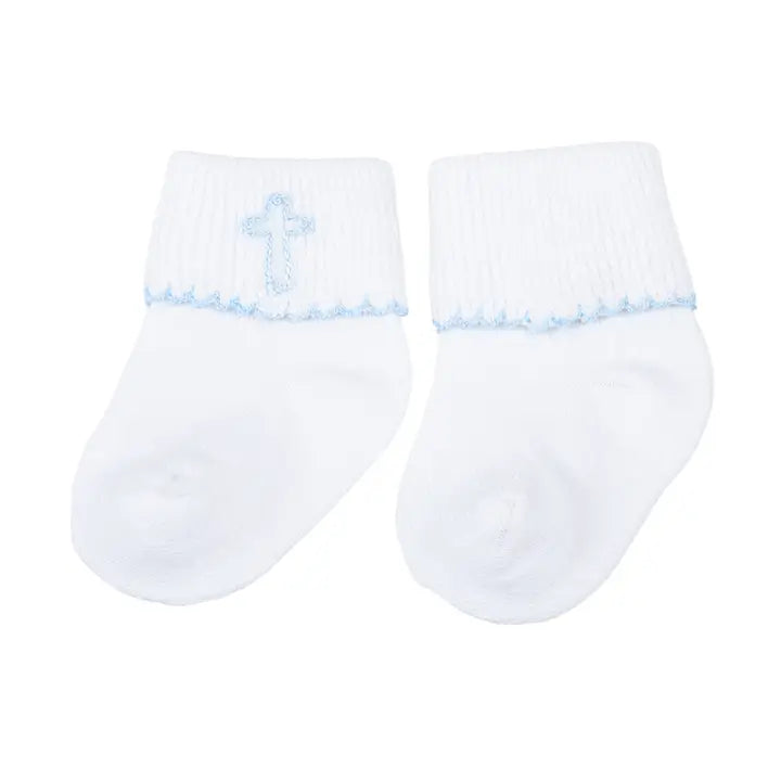 Blessed Embroidered Socks Blue