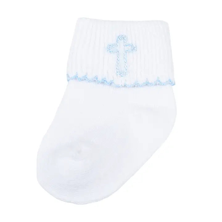 Blessed Embroidered Socks Blue