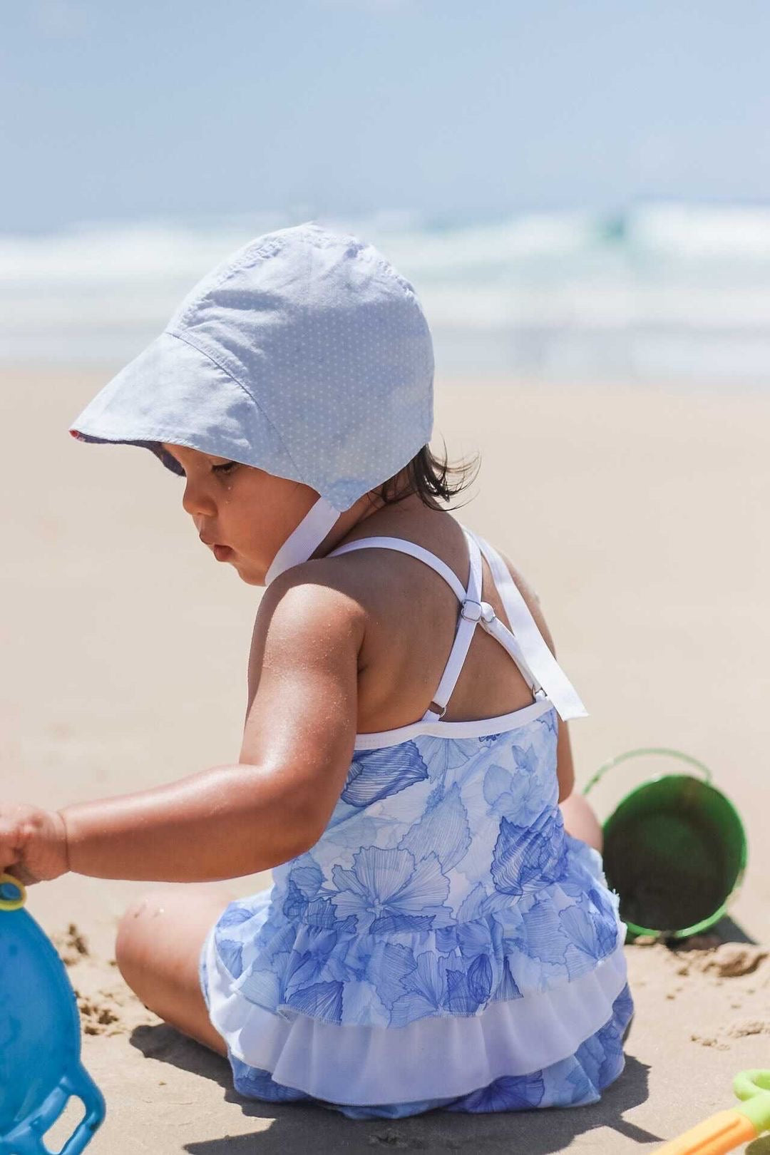 Blue Hawaii Ruffle Swim Suit