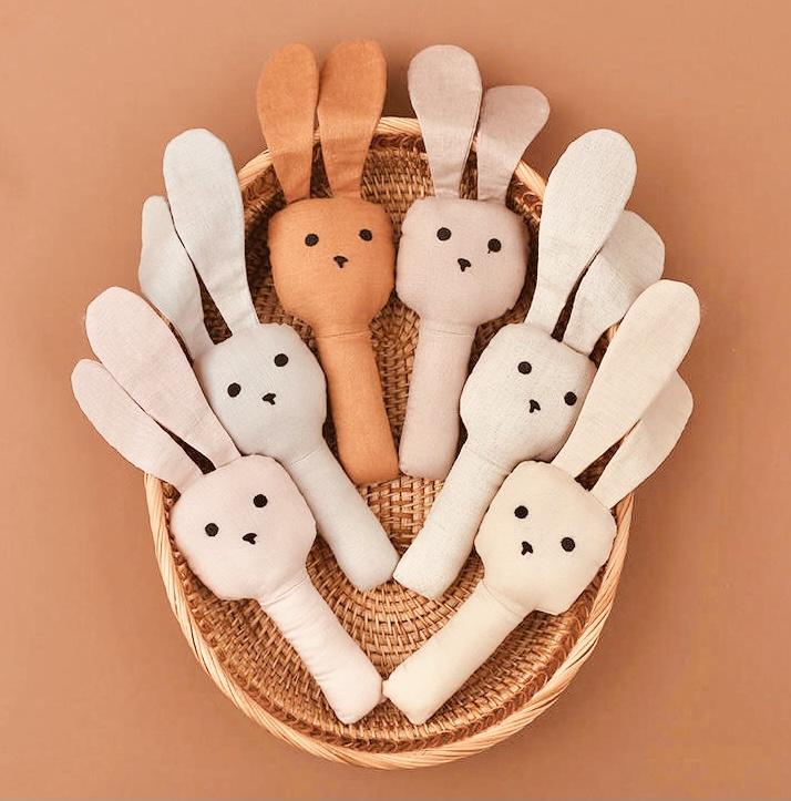 Linen Bunny Rattles