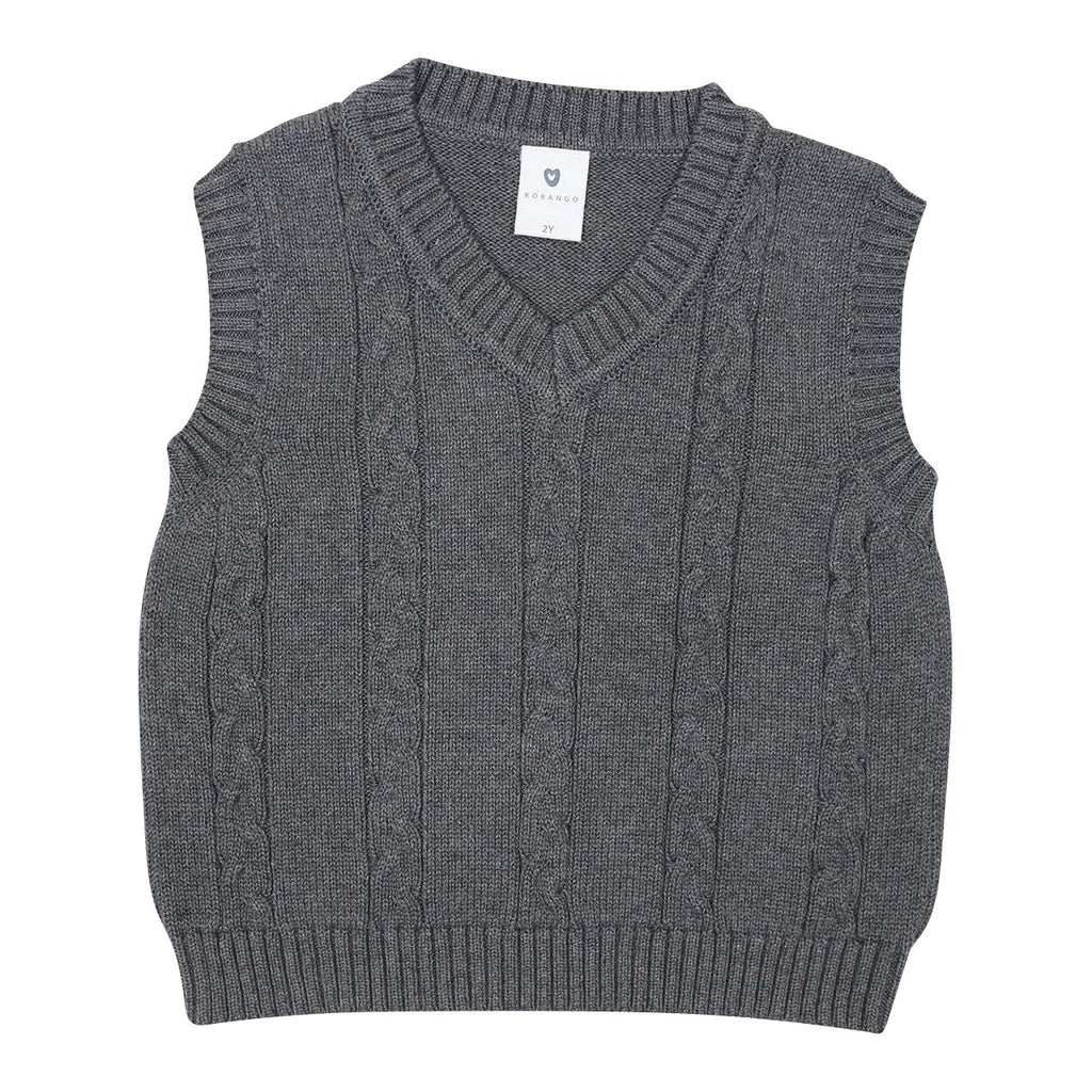 Charcoal Cable Knit Vest