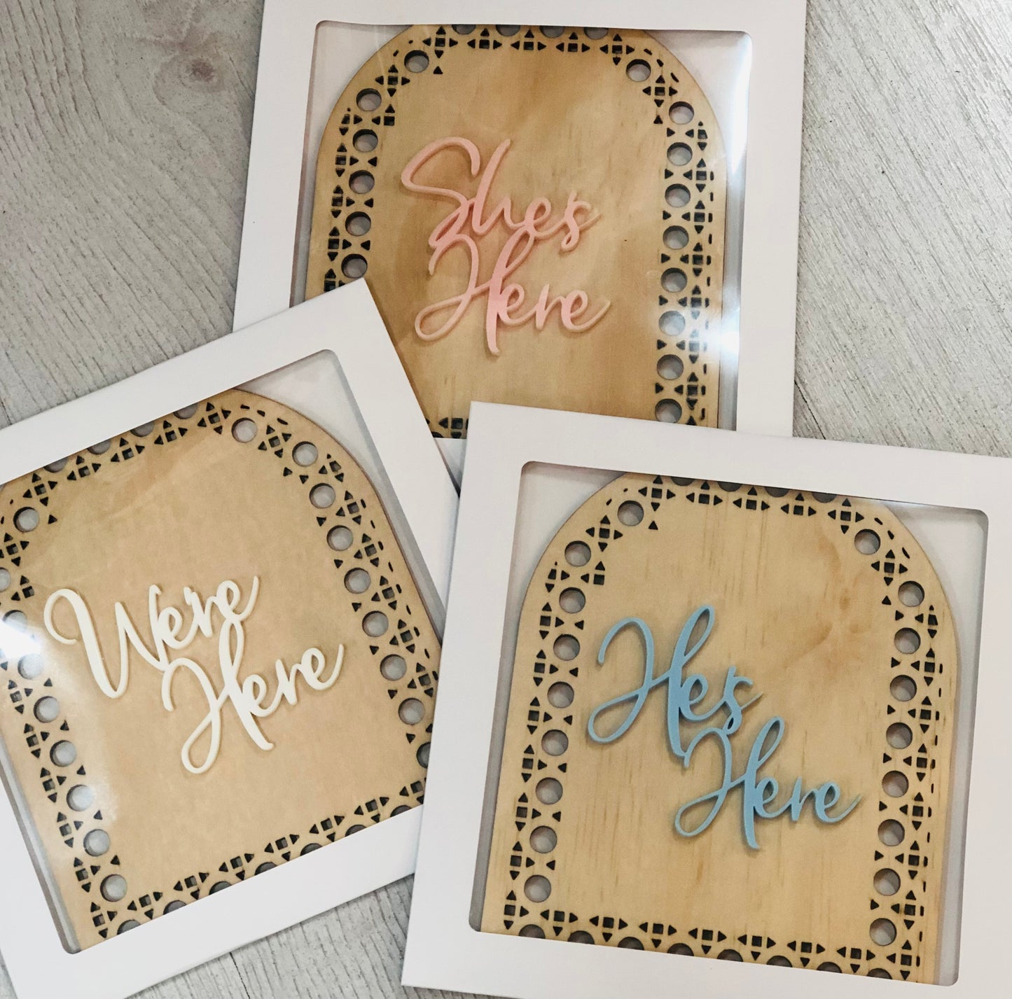 3D Birth Announcement Wooden Discs