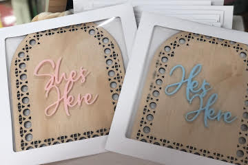 3D Birth Announcement Wooden Discs