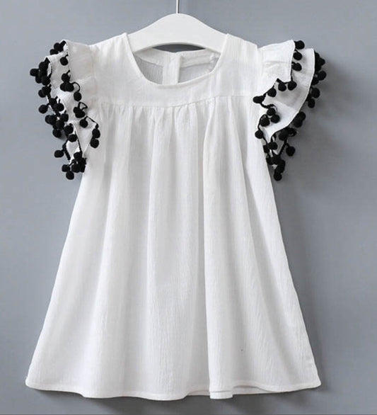 Girls Black and White Boho Top