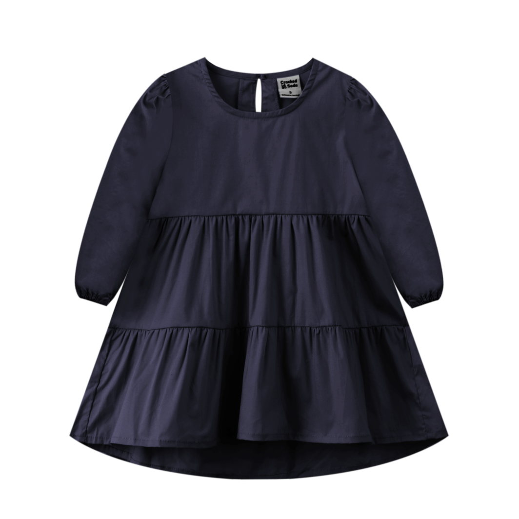 Navy Woven Cotton Dress