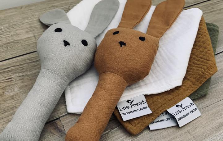 Linen Bunny Rattles