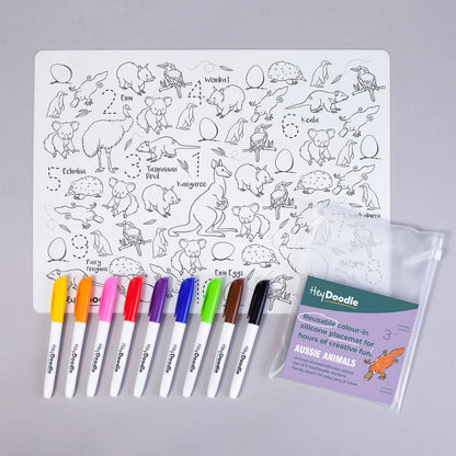 Hey Doodle Reusable Silicone Mat with Markers
