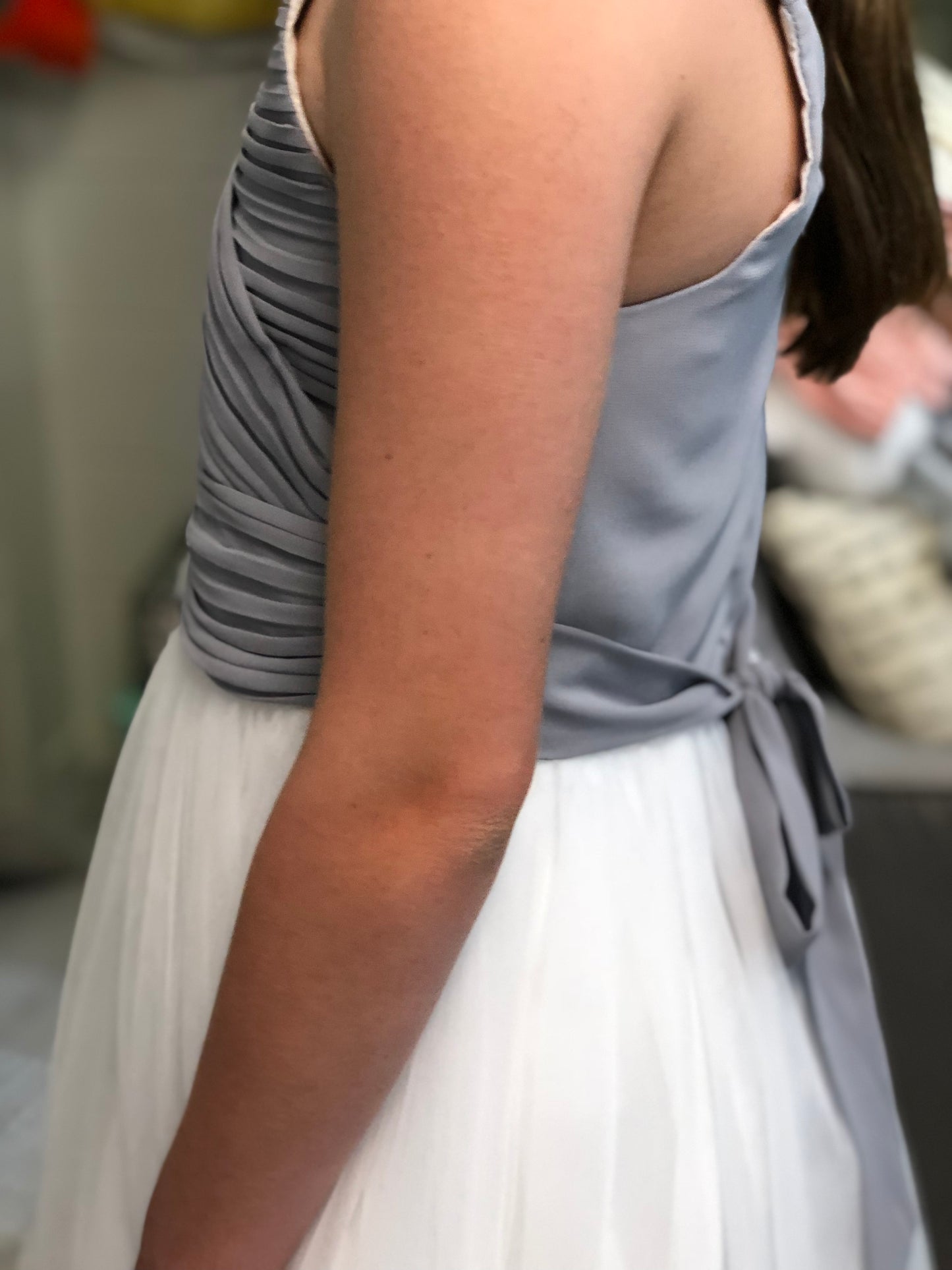 Georgia's Grey and White Dress