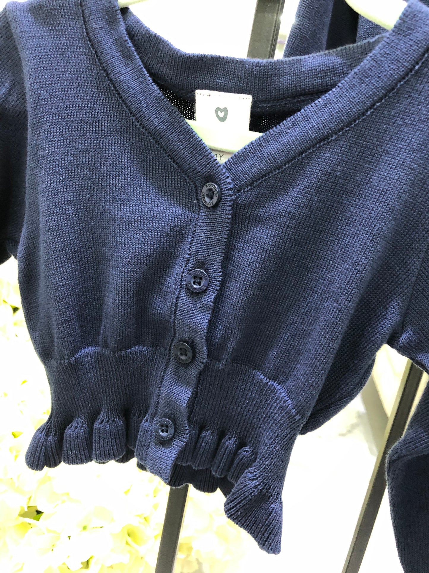 Navy Long Sleeve Crop Cardigan