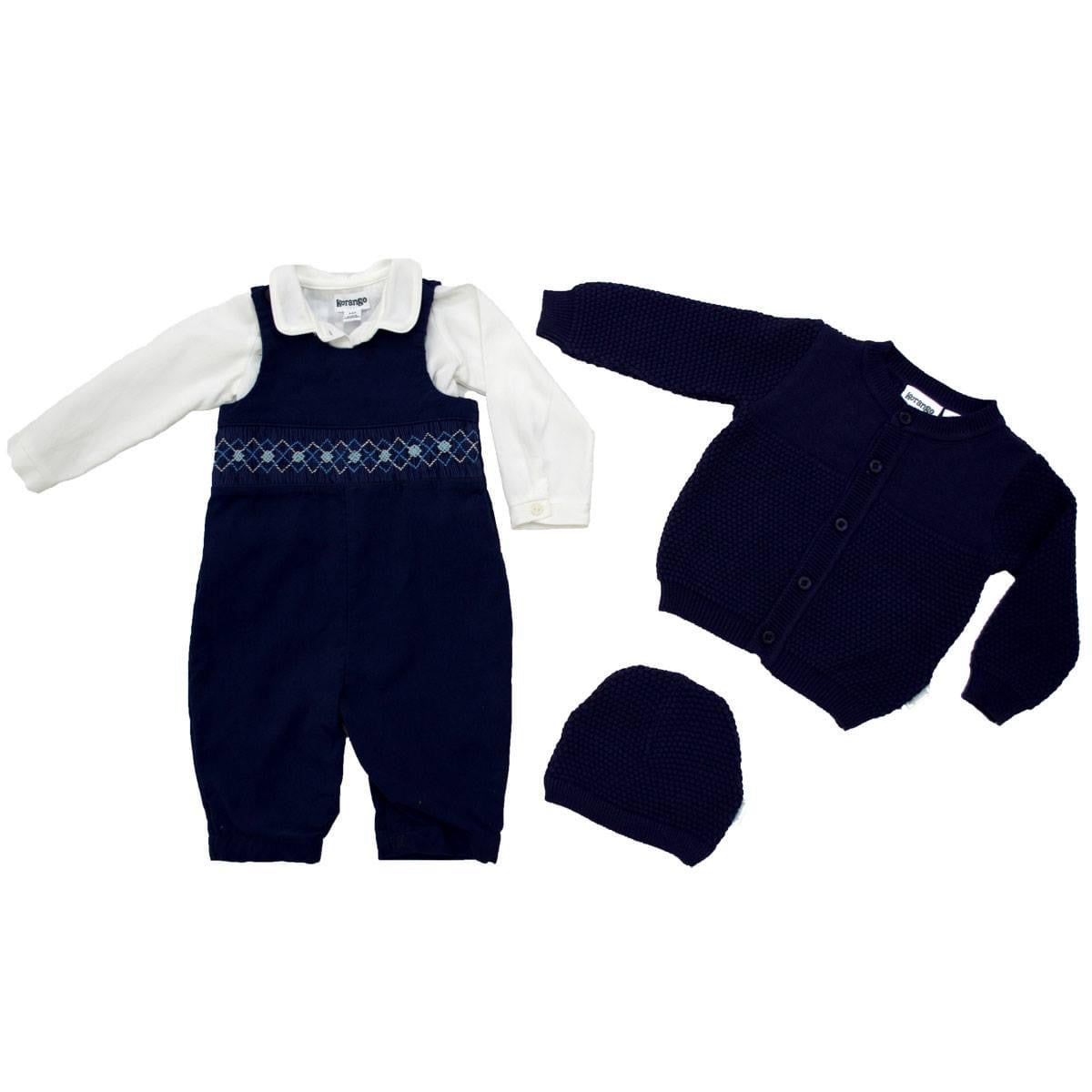 Hand Smocked Corduroy Overall With Shirt