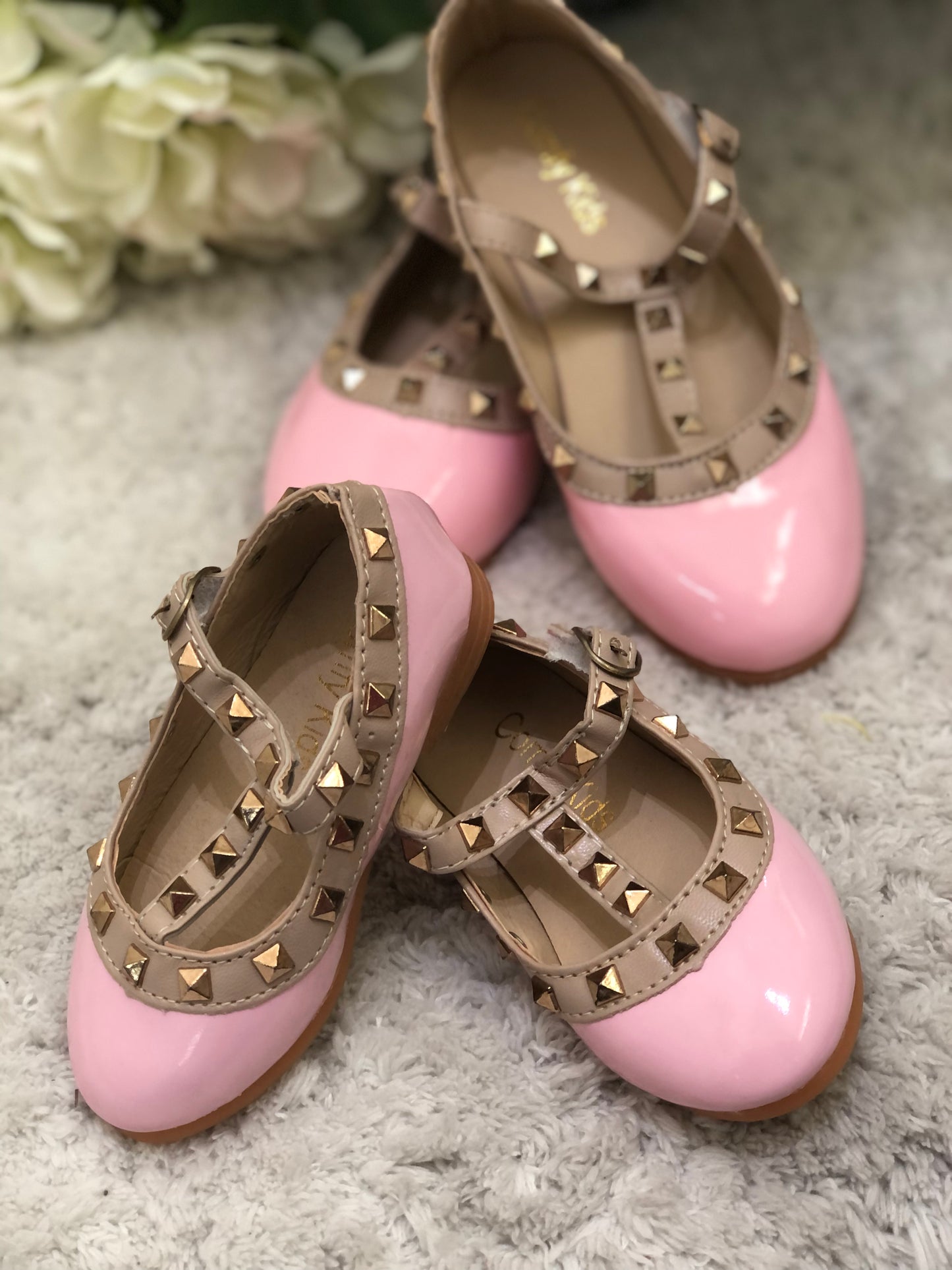 V-Stud Mary Jane Shoe Black or Pink