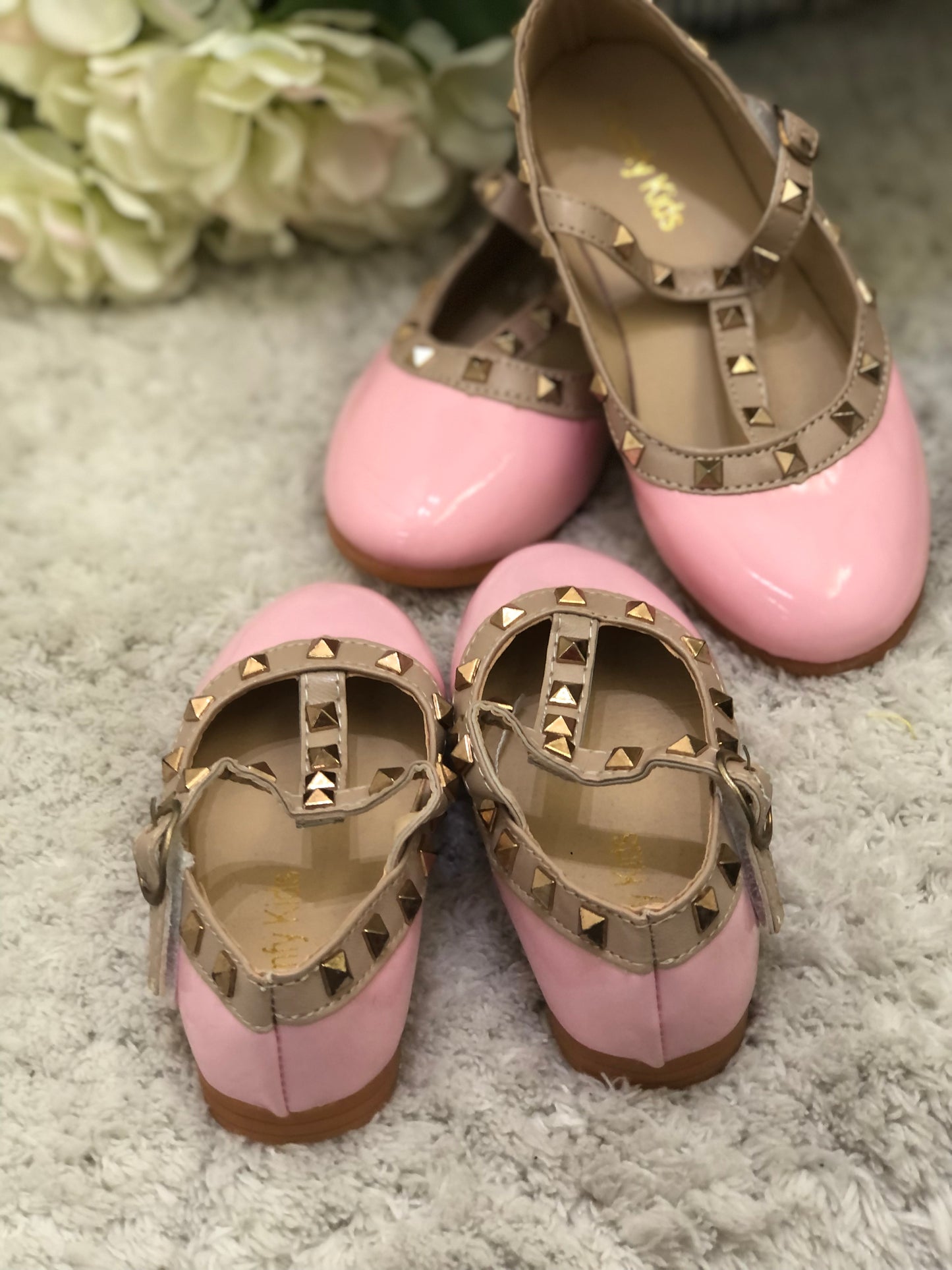 V-Stud Mary Jane Shoe Black or Pink