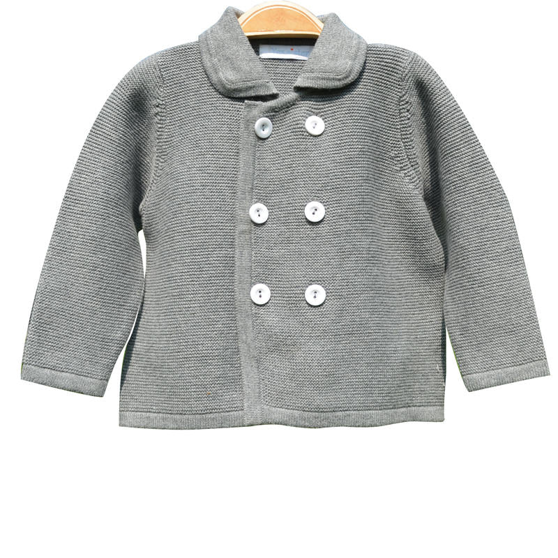 Unisex Grey Button-up Coat