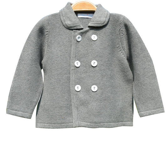 Unisex Grey Button-up Coat