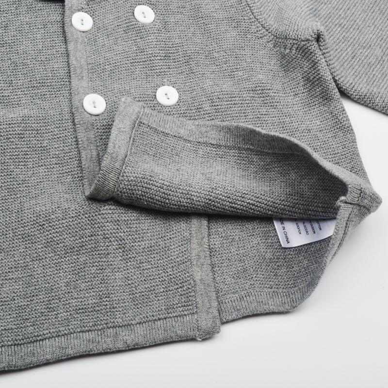 Unisex Grey Button-up Coat