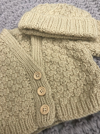 Babies Cable Knit Cardigan & Beanie Sets