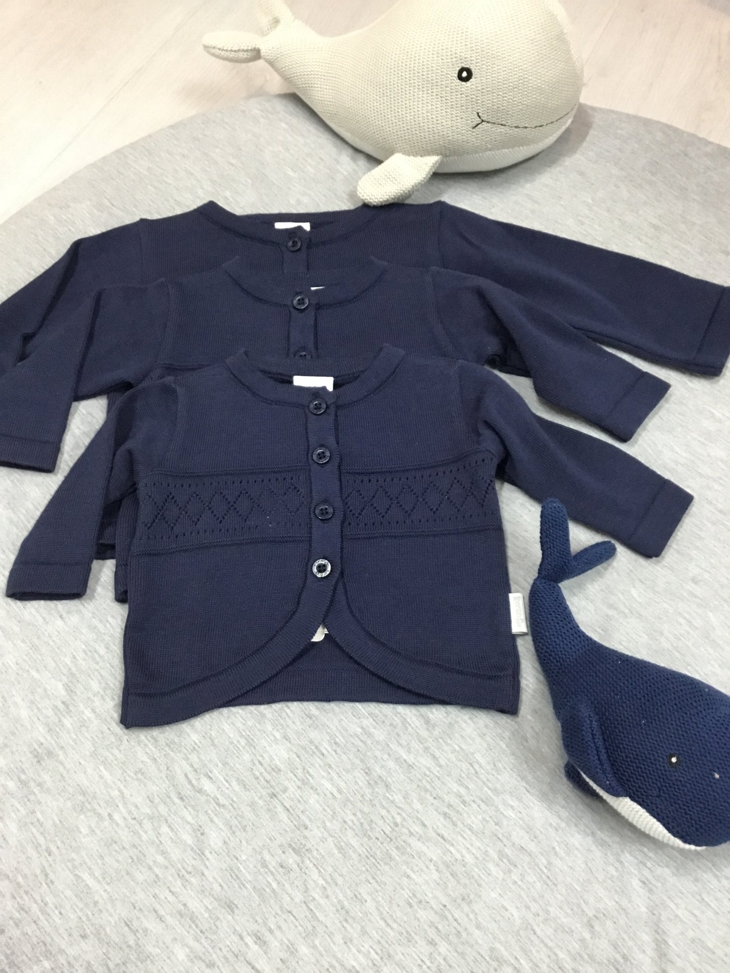 Pointelle Knit Cardigan Navy Only!