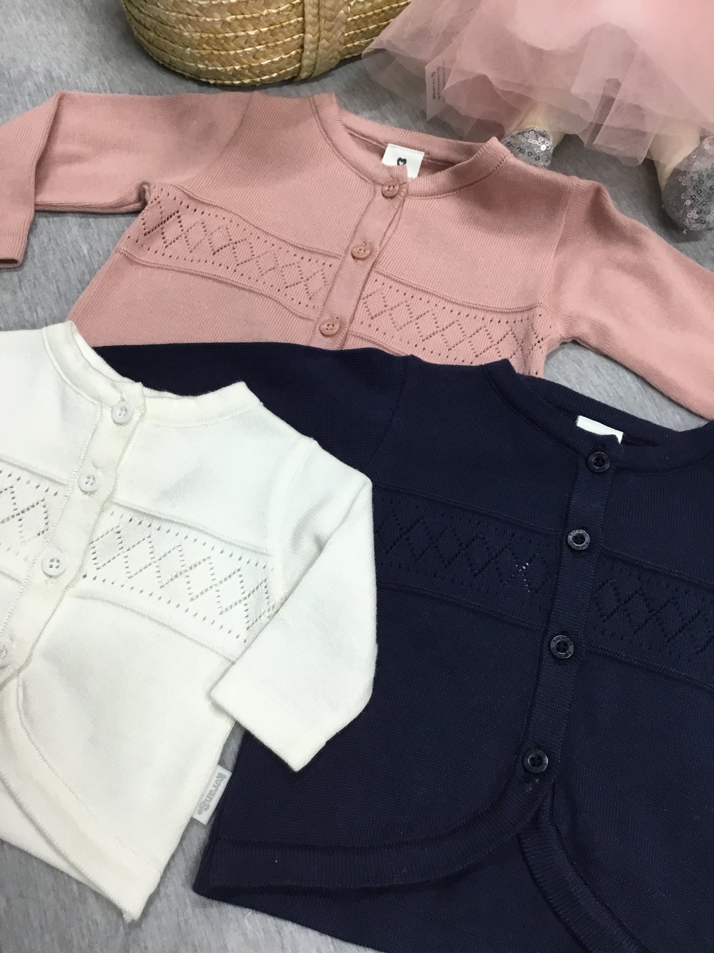 Pointelle Knit Cardigan Navy Only!