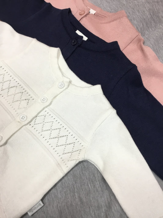 Pointelle Knit Cardigan Navy Only!