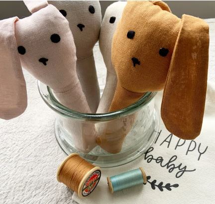 Linen Bunny Rattles