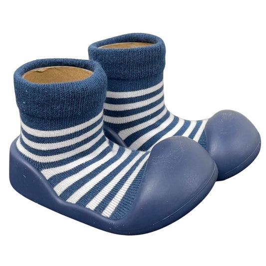Little Eaton Rubber Soled Socks - Navy Stripe