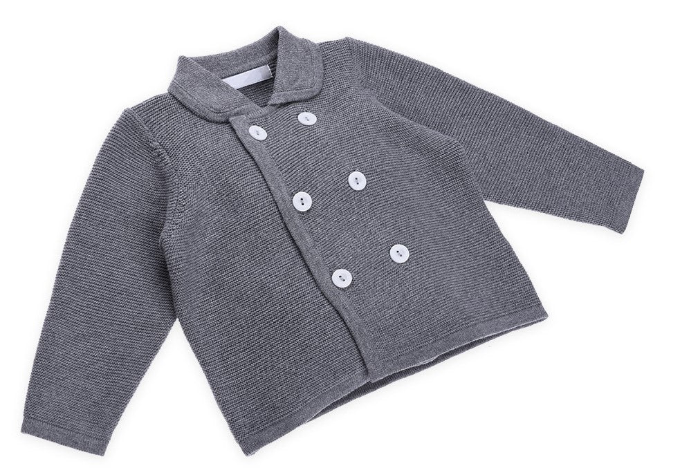 Unisex Grey Button-up Coat